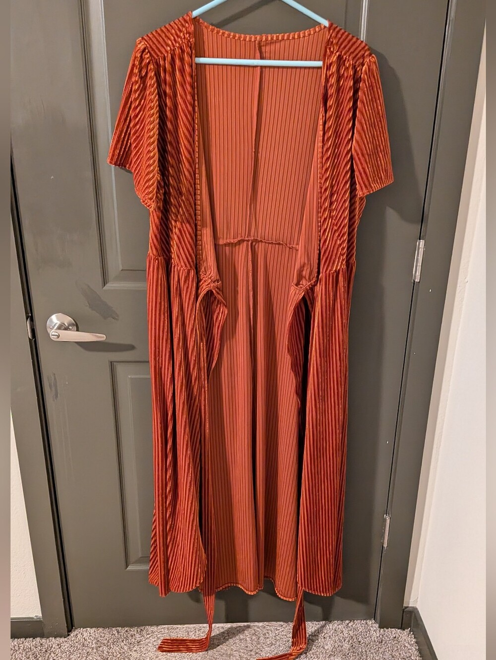Women's copper, featuring a soft vertical ribbed Cardigan Or Wrap Dress